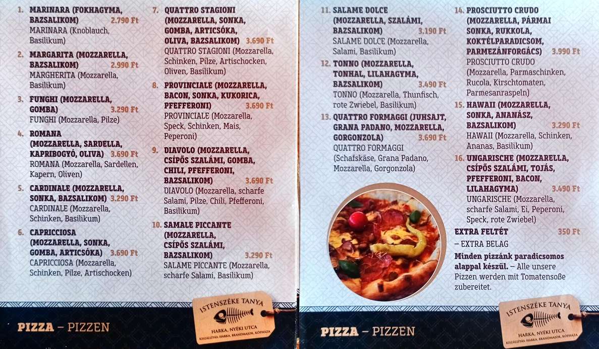 Pizza kínálat Pizza kínálat